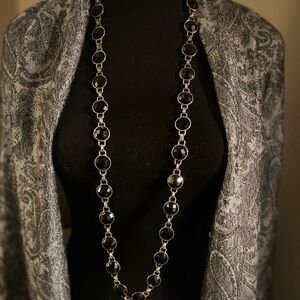 NWT Kate Spade Black Crystal Gold Station Necklace N322